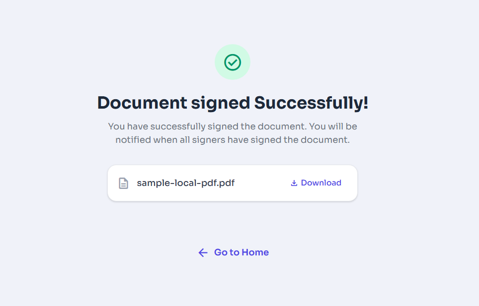 Document Signed Successfully
